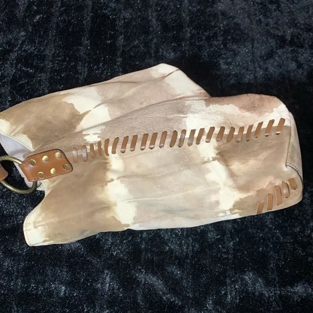 Country Western Rodeo Hobo Tie Dyed Leather Shoulder Bag Purse